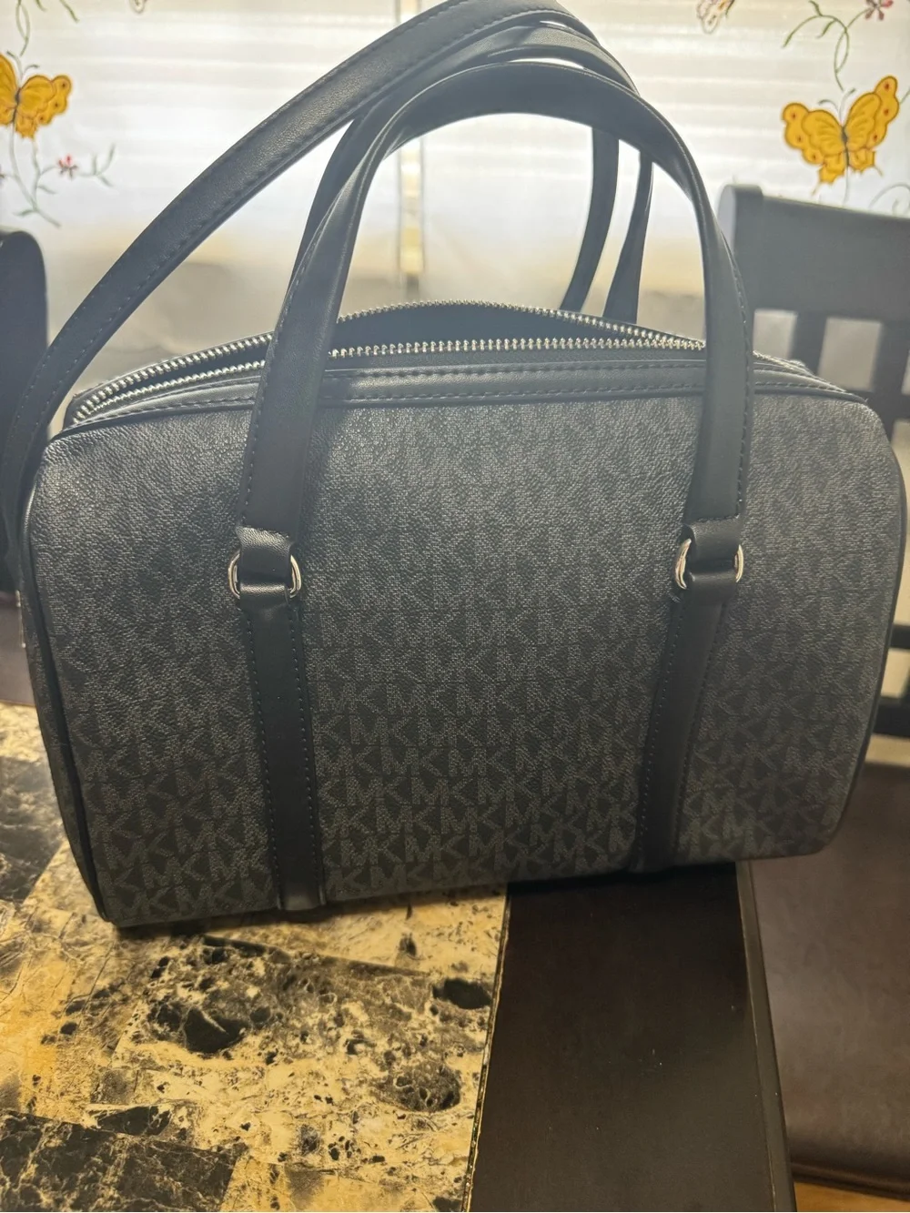 Michael Kors Black MK Logo Duffel Bag